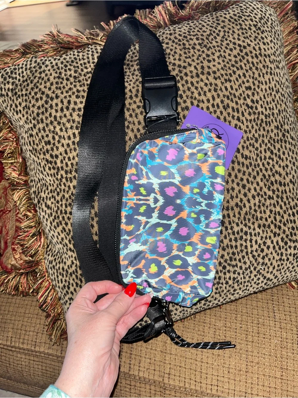 Iris& Rainbow Vibrant Leopard 57” Crossbody Bag